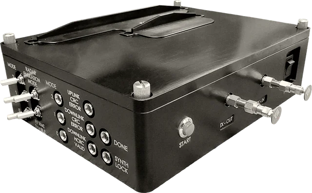 Radar electronics unit with mode switches, status indicators and RF connectors